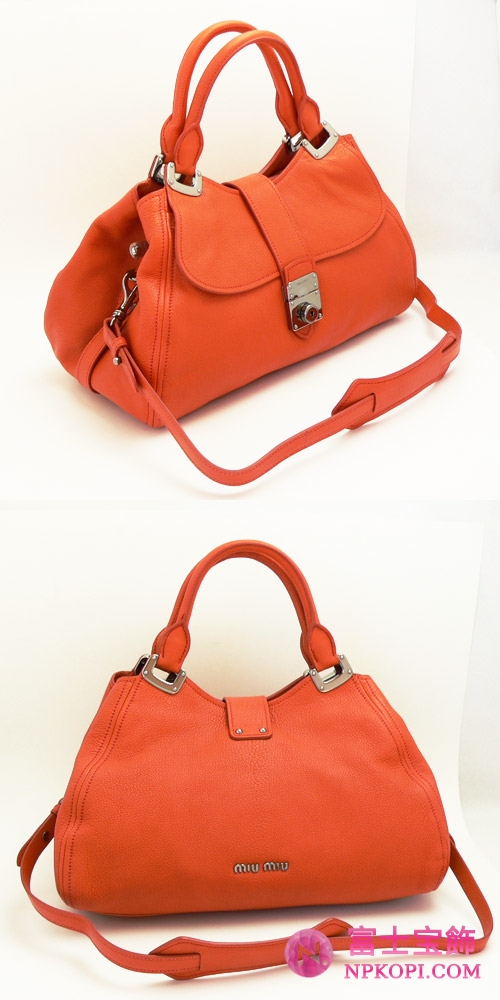 MIUMIU ミュウミュウ 2Way ショルダーバッグ レディース  レザー パパヤオレンジ RN0779 MADRAS PAPAYA